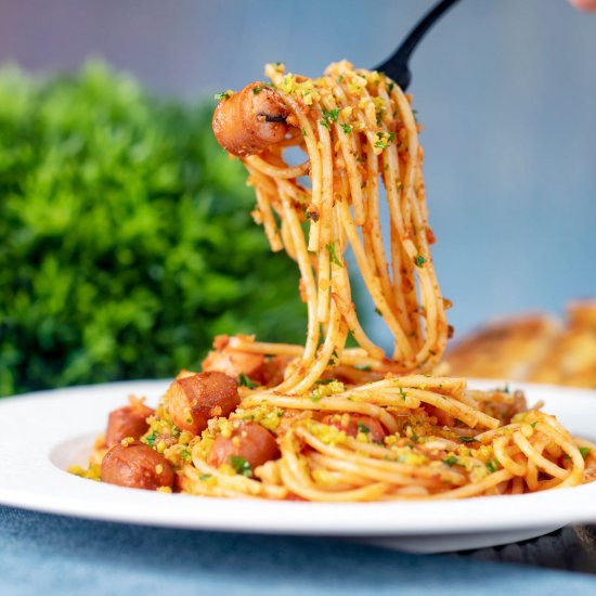 Hot Dog Pasta with Tomato Sauce