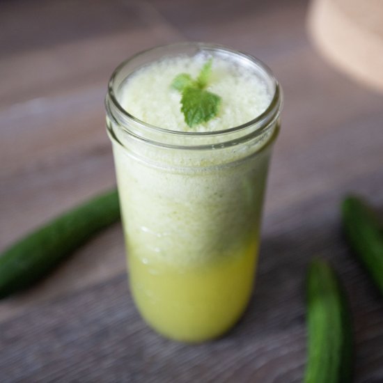 Cucumber mint and pineapple juice