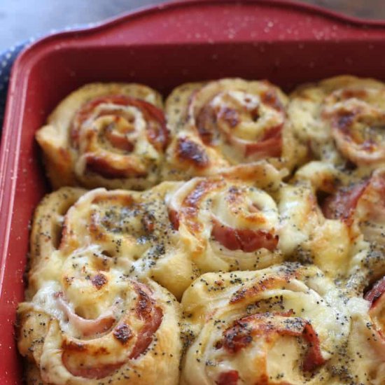 Baked Ham and Cheese Rolls