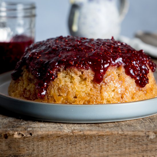 Slow Cooker Jam Sponge Pudding