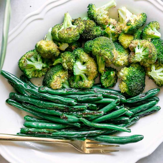 Roasted Broccoli and Green Beans