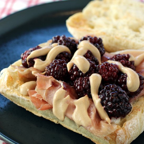 Prosciutto and blackberry sandwich