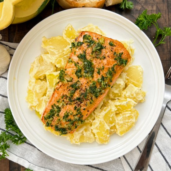 Spanish Salmon with Creamy Potatoes