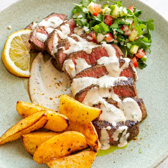 Shawarma Beef with Lemon Potatoes