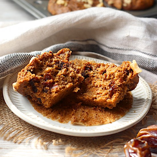 Whole Wheat Date Walnut Muffins