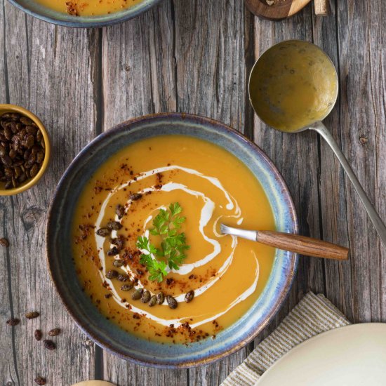 Pumpkin soup with sweet potato