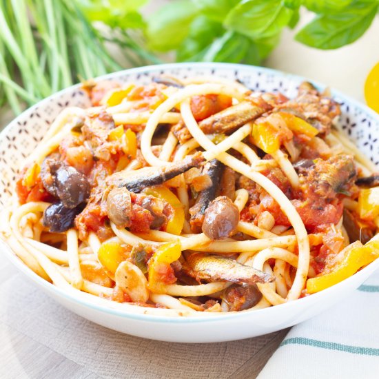 Pasta with sprats