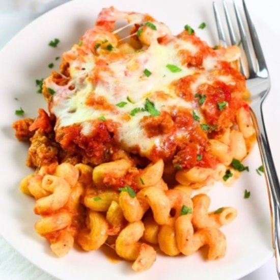 tomato alfredo pasta bake