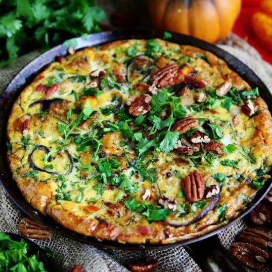 Pumpkin Frittata with Bacon and Pe