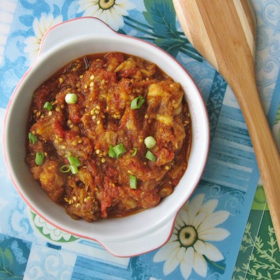 Eggplant Onion Tomato Dip