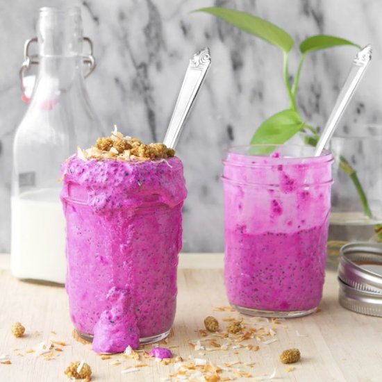 Guava Chia Pudding With Dragonfruit