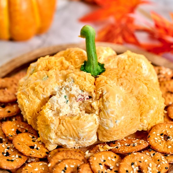 Festive Pumpkin-Shaped Cheese Ball