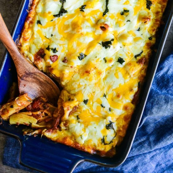 Cheesy Baked Rigatoni with Beef