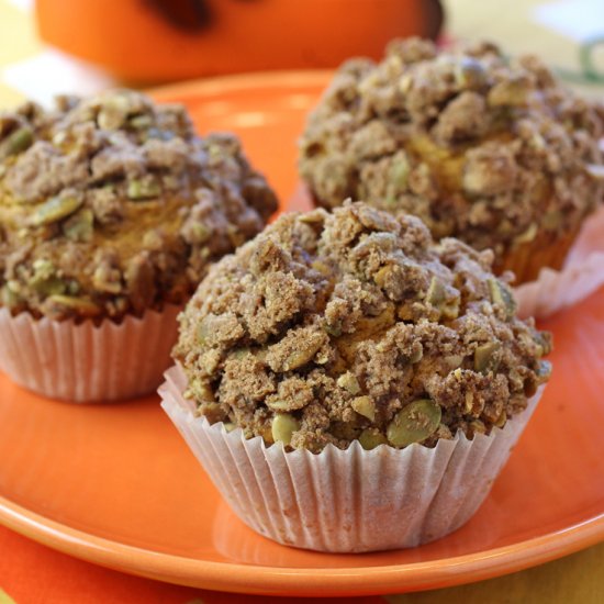 Triple Pumpkin Crumb Muffins