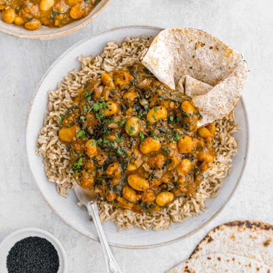 Easy Curried Butter Beans