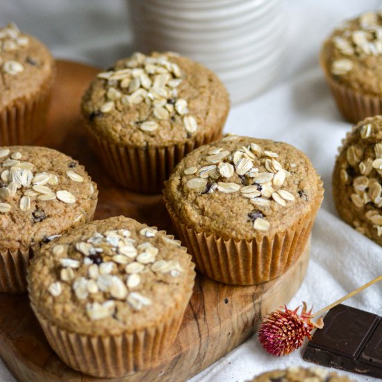 Oat Flour Chocolate Chip Muffins