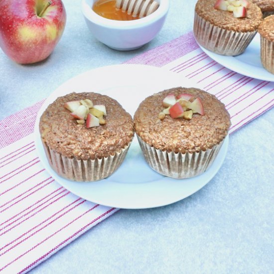 Apple Walnut Honey Bran Muffins