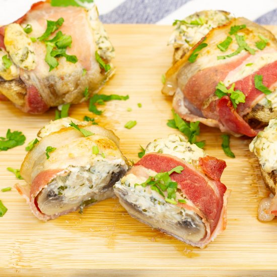 Mushrooms with cheese and bacon