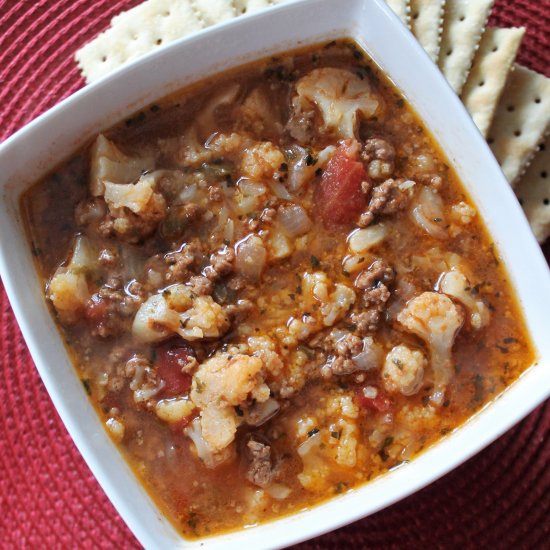 Hearty Hamburger Cauliflower Soup