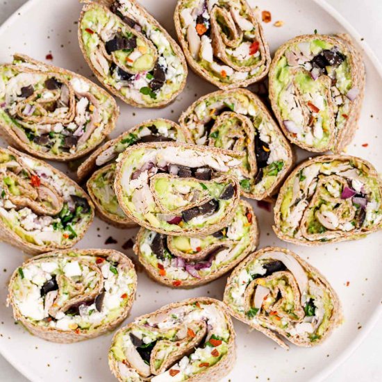 AVOCADO CHICKEN SALAD PINWHEELS