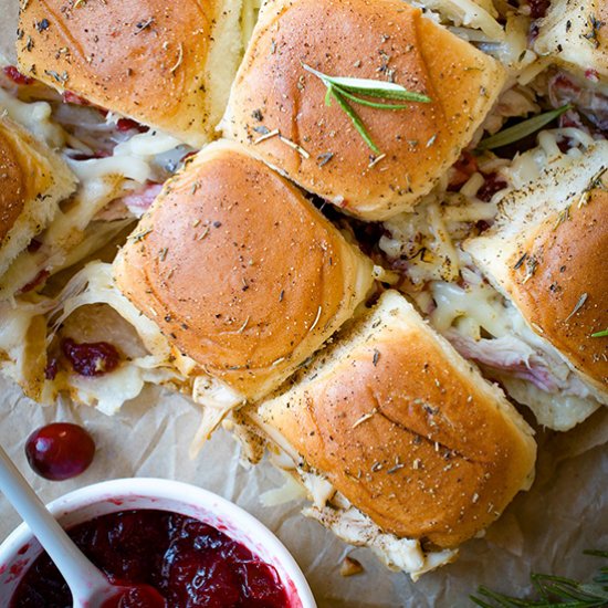 Cheesy Cranberry Turkey Sliders