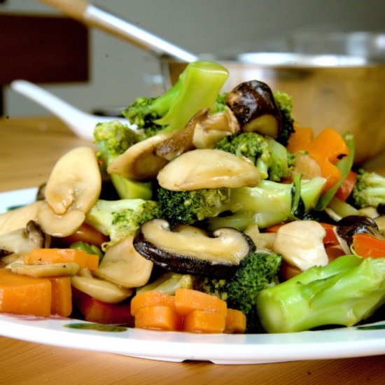 Broccoli with mushrooms stir-fry