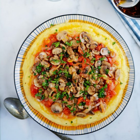 Roasted Mushroom and Tomato Polenta