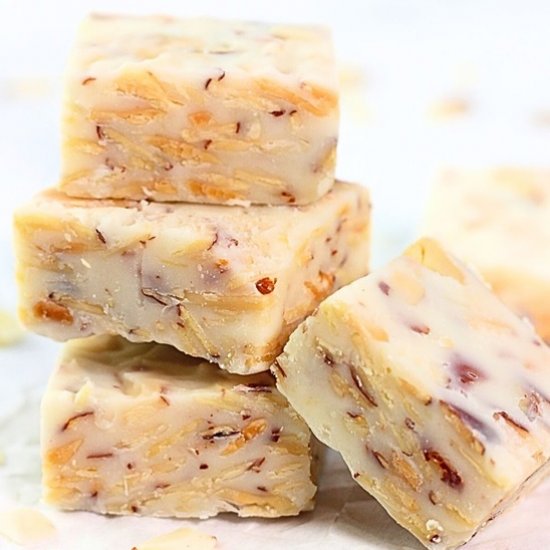 white chocolate fudge with almonds