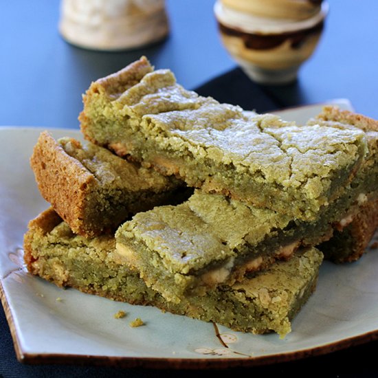 White chocolate matcha blondies