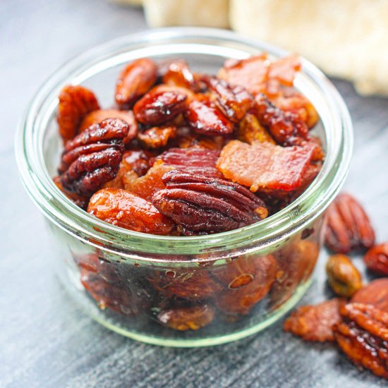 Keto Maple Bacon Roasted Nuts