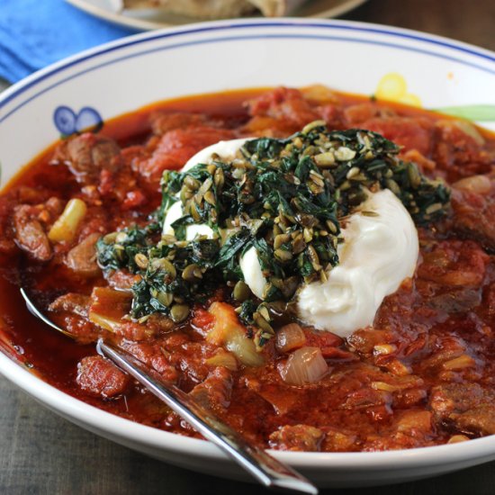 Braised lamb with burrata