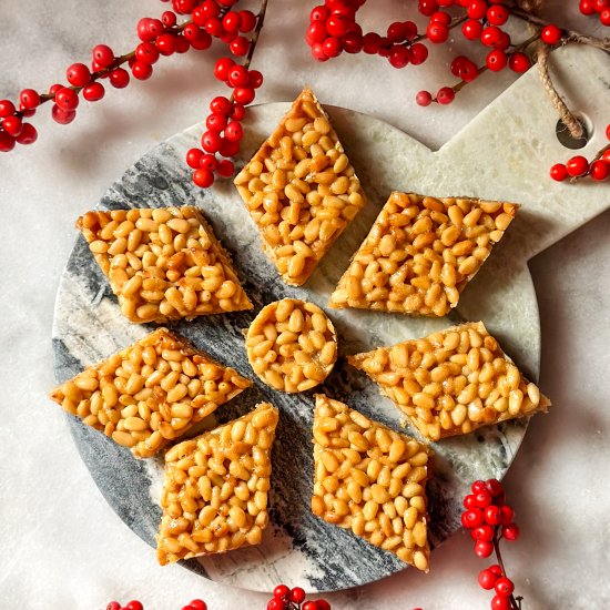 Pine Nut Shortbread Cookie Bars