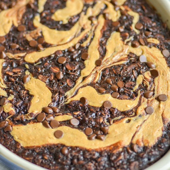 Chocolate Peanut Butter Baked Oats