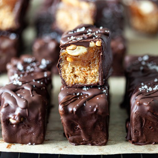 Homemade Vegan Snickers Bars