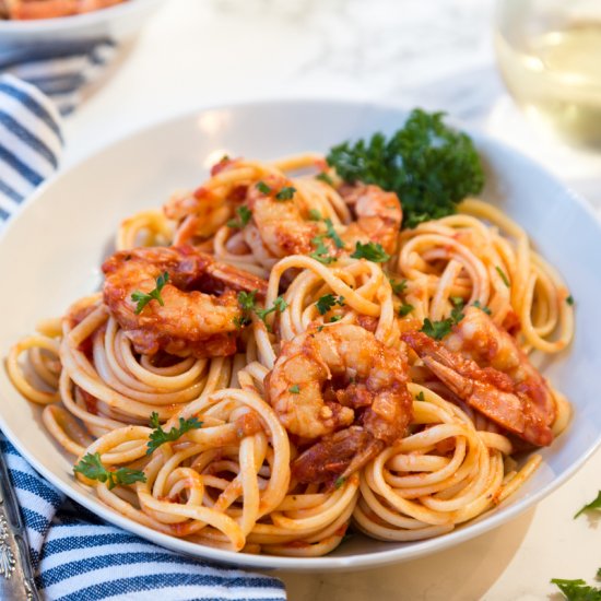 Shrimp Fra Diavolo With Linguine