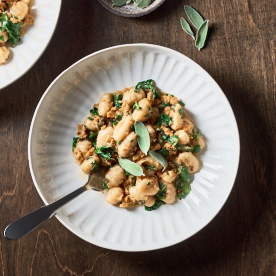 Gnocchi with Vegan Sausage and Sage