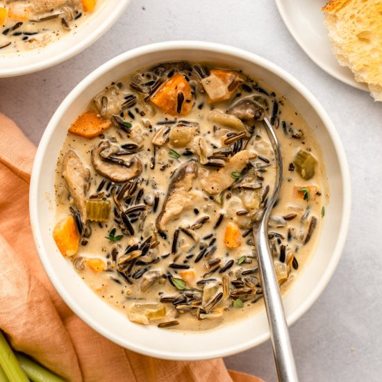 Creamy Wild Rice and Mushroom Soup