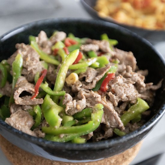 Pickled chilies and beef stir-fry