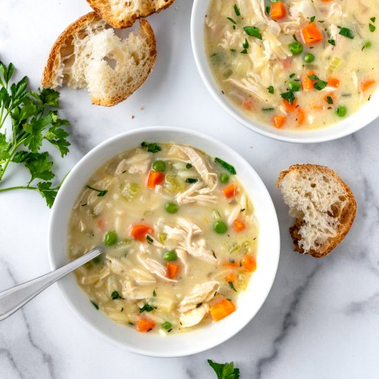 Creamy Orzo Chicken Soup