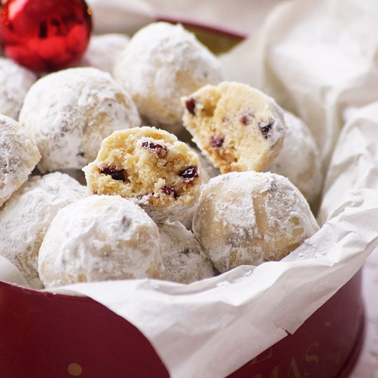 Cranberry Orange Snowball Cookies