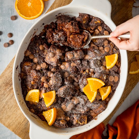 Choc Orange Bread & Butter Pudding