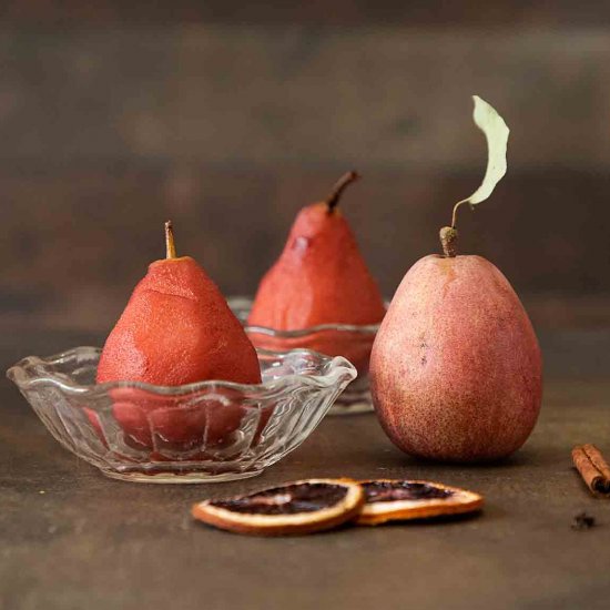 Spiced Wine Poached Pears