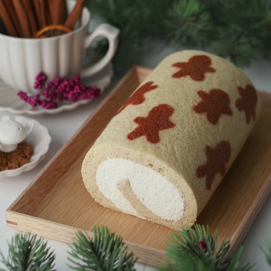 Gingerbread Men Pattern Cake Roll