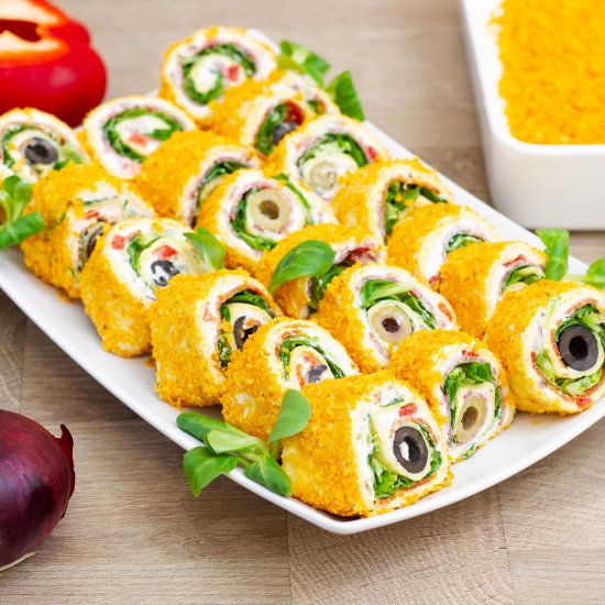 Tortilla rolls in nacho sprinkles