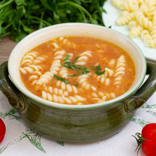 Tomato soup in broth