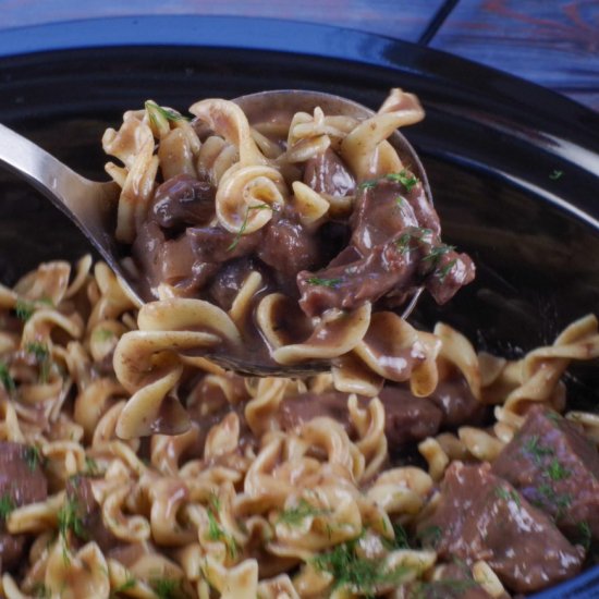 Slow Cooker Light Beef Stroganoff