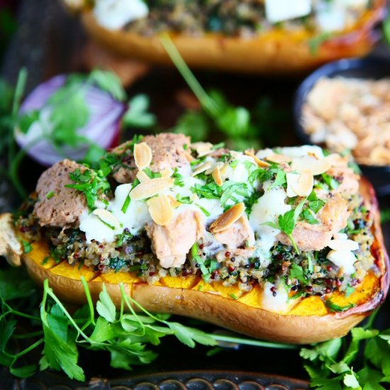 Quinoa and Tuna Baked Pumpkin