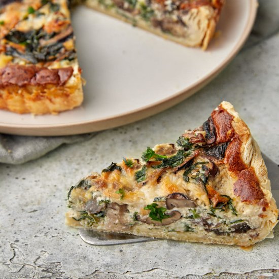 Spinach Mushroom Puff Pastry Quiche