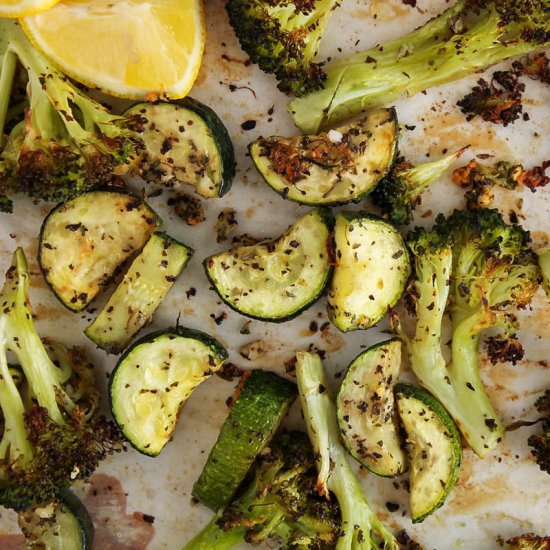 Roasted Zucchini and Broccoli