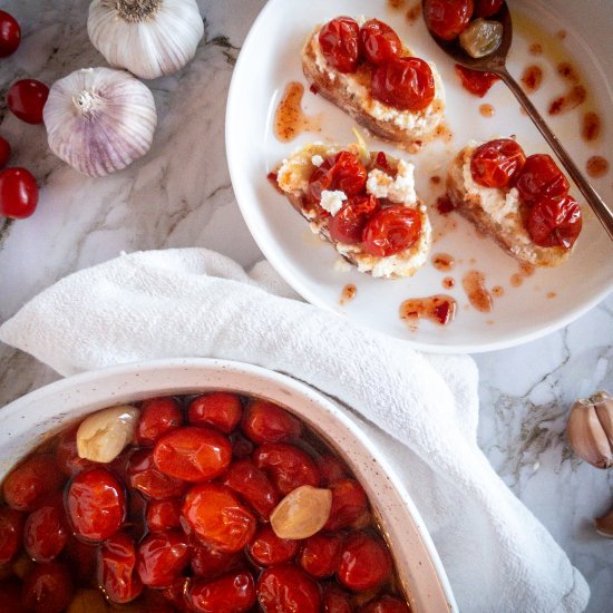 Tomato Garlic Confit Crostini with